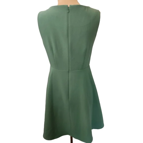 ANN TAYLOR Sage Green Sleeveless Knee-length Cascade Midi Dress - Size 4 - Picture 9 of 13